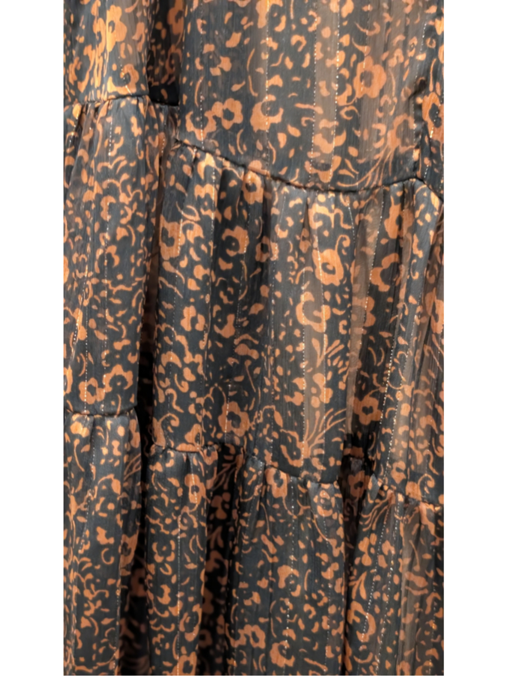 Women's Buddy Love Dress Size M Black Orange Floral Tiered - Picture 4 of 11